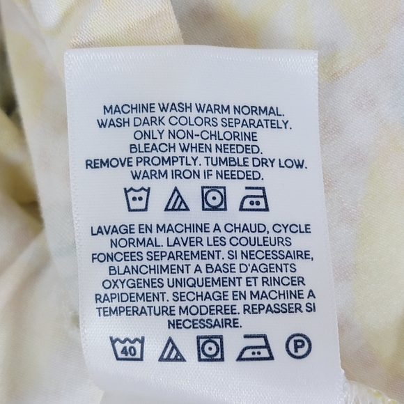 Lands' End Bright Yellow And White Lemon Print Tiered Maxi Tank Dress Sz MP - Picture 10 of 11